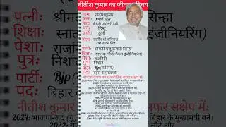 बिहार के मुख्यमंत्री नीतीश कुमार का जीवन परिचय#Biographyof Nitish Kumar CM of the Bihar#CMbiography