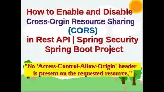 How to Enable and Disable Cross-Orgin Resource Sharing  (CORS) in Rest API | Spring Security | Boot