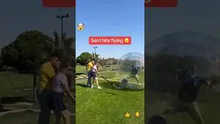 Man in Giant Golf Ball Takes a Hit #shorts #stunt #golf
