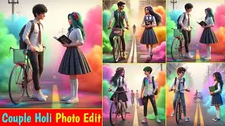 Trending Couple Holi AI Image Generator | Couple Holi AI Photo Editing | Holi AI Photo Editing 2024