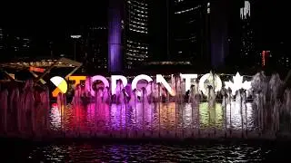 [4K] Toronto Sign At Night - Nathan Phillips Square