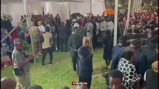 Mourners sing a hymn in Khoekhoegowab at Parliament Gardens in Windhoek