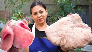 Вкусный ужин из бараньего жира и печени! Растапливаем натуральное масло из бараньего жира! Жыз-Быз