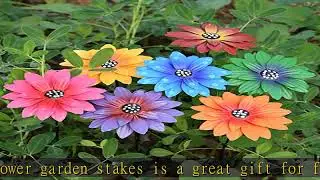 7Pcs/Set Metal Daylily Flower Garden Stakes,Metal Flowers Outdoor Decor Stake Yard Art Decoration,G