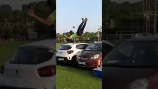 flip over the car 😱 #shorts #gymnastics #parkour #flip