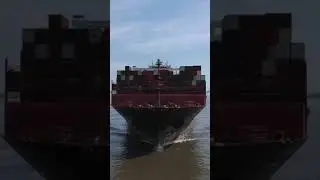Mega Monster container ship bird eye view