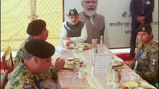 Home Minister joins BSF personnel for 'Bada Khana' at Bobia Border Outpost in Jammu