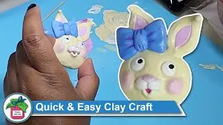 Polymer Clay Bunny Head with Pin Backing