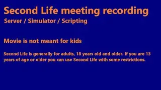Second Life: Server / Simulator / Scripting meeting (11 March 2025) (text only)