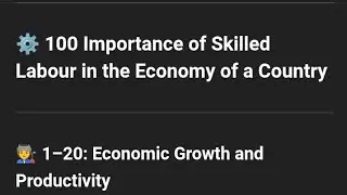 100 Importance of Skilled Labours in Economy of A Country|| You Tube 