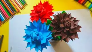 DIY Paper Dahlia Flower | Easy Paper FlowerMaking Tutorial | Simple CraftIdea at Home |Paper Dahlia 