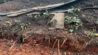 slope after excavators dug into it