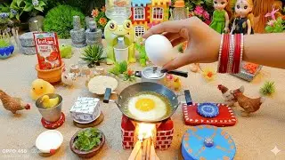 Mini Egg Cheese fry cooking recipe , mini kitchen , Town mini food #miniaturefood 