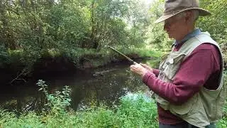 Tenkara fly fishing on stream in southern England