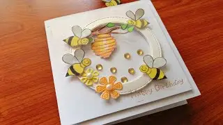 Simple birthday card tutorial / bee theme easy birthday card