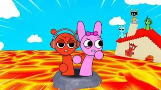Sprunki Fun Bot & Pinki & Oren & Vineria Played 100 Player Floor is Lava in ROBLOX 