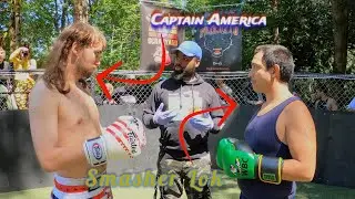 Captain America in his first backyard fight