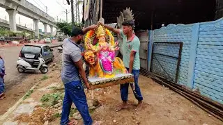 Small Durga Mata idol transporting at Nagole #RahulKalakar2020