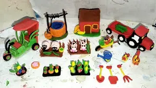 How to make miniature clay house,well,truck,rickshaw and a farm model. 