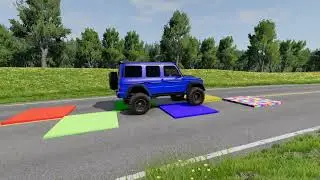 Double Flatbed Trailer Truck vs Speedbumps Train vs Cars | Tractor vs Train Beamng.Drive