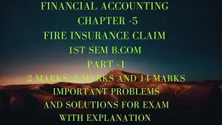 1st sem Financial accounting bcom important questions of fire insurance claim for exam 