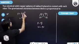 Two identical solid copper spheres of radius \(R\) placed in contact with each other. The gravit....