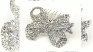 Elegant Rhinestone Bow Bridal Hair Comb - 