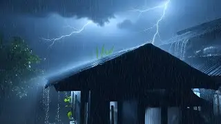 Real Heavy Rain and Thunderstorm on Tin Roof at Night | Relaxing White Noise