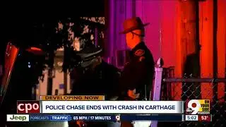 Four suspects flee on foot after car chase, crash
