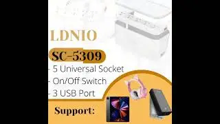 LDNIO SC5309 Management Power Strip Box 5 Extension Socket Port + 3 USB Port Adapter Plug Extension