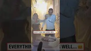 Groom pushes cake off the table 🎂😳💒                           🎥: Olya Chashuk via ViralHog