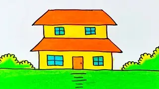 How to Draw a House Scenery Easy Step by Step |How to Draw House Easy