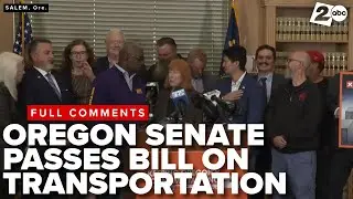 Oregon Governor Tina Kotek speaks after Senate passes transportation bill along party lines