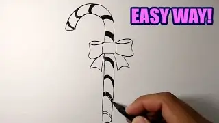 How to draw Christmas candy cane | Simple Drawing