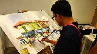 Don Low & Marvin Chew watercolour demonstration at Affordable Art Fair 2014 (timelapse)