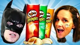 * PRINGLES CHALLENGE * Amy Jo vs Batman - Who Will Win the Potato Chip Challenge? | DCTC