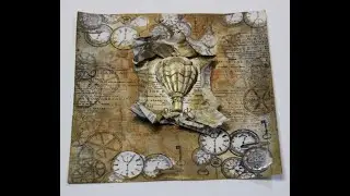 Hintergrund Tutorial Steampunk,Embossen,Vintage Effekt,Schablone,Wachs, Cartes-d-Art by Sandra Huber