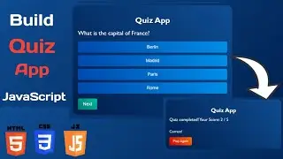 Build a Quiz App using JavaScript | Quiz Web App | JavaScript project | 