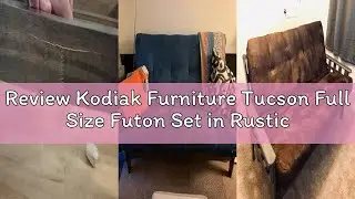 Review Kodiak Furniture Tucson Full Size Futon Set in Rustic Walnut Finish, Suede Navy