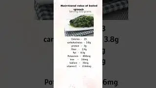 Nutritional value of boiled spinach | serving 100 grams #shorts #health #trending #viralvideo