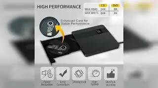Review: External CD/DVD Drive USB 3.0 & Type-C Portable DVD Player+/-RW Disk Drive CD Burner W...