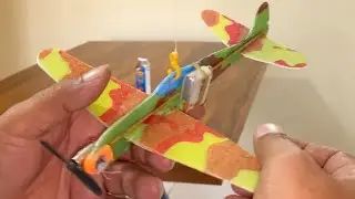 Mustang Styrofoam Glider Airplane Fly Experiment With Coreless Motor Fan Battery