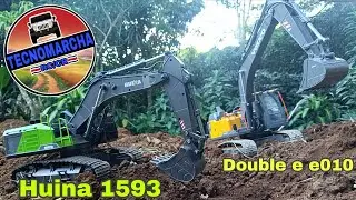 Huina 1593 VS Double e e010 (Volvo EC160E) competencia de excavadoras 💪🏻🇨🇷 Tecnomarcha RC