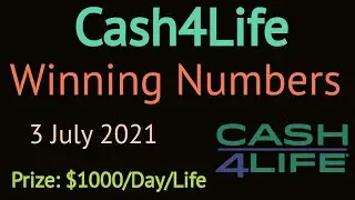 Today Cash4Life Winning Numbers Saturday 3 July 2021. Cash 4 Life Drawing 7/03/2021 ($1000 Everyday)
