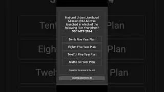 National Urban Livelihood Mission (NULM) launched in which of the following Five Year plans #ssc