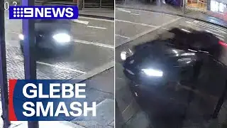 Stolen car crashes into barber shop | 9 News Australia