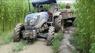 Sonalika tiger 4wd#tiger 4wd working with trolley #sonalika tiger 4wd fas gaya # trolley performance