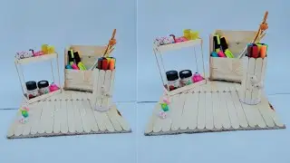 Popsicle sticks craft #useful craft#origami #cardboard craft#desktop organizer#artandcraftgirl