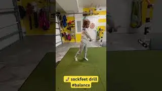Golf swing w sock feet to see/feel foot pressure/weight. #swingtips #golftips #balance #golfdrill
