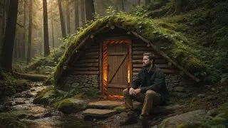 Man Building a Secret Stone House | How to build a bushcraft shelter | Solo Survival